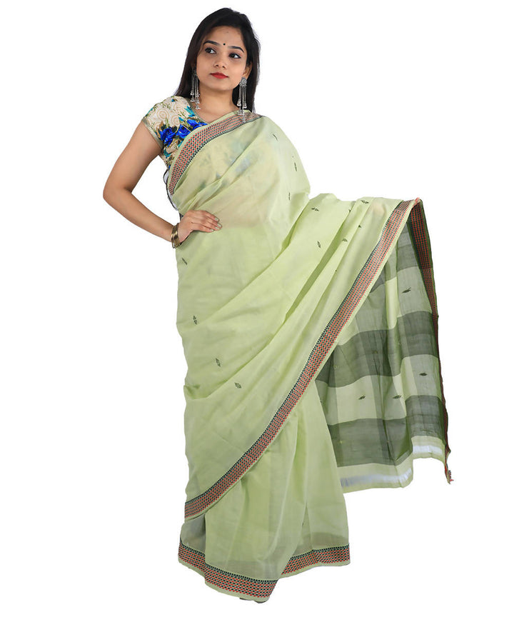 Light green colour bandar handloom cotton saree