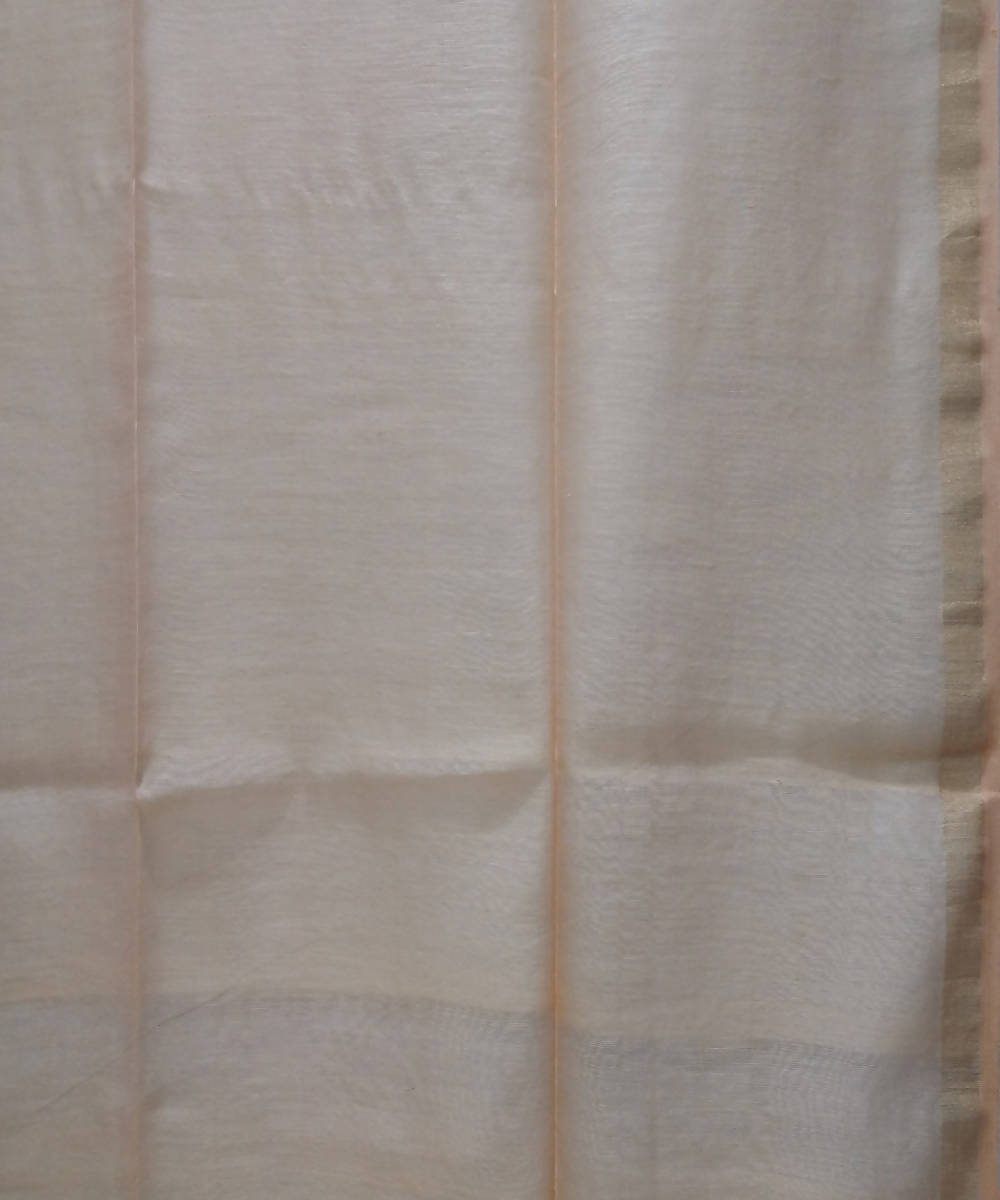 Handwoven bengal jamdani silk white and brown saree