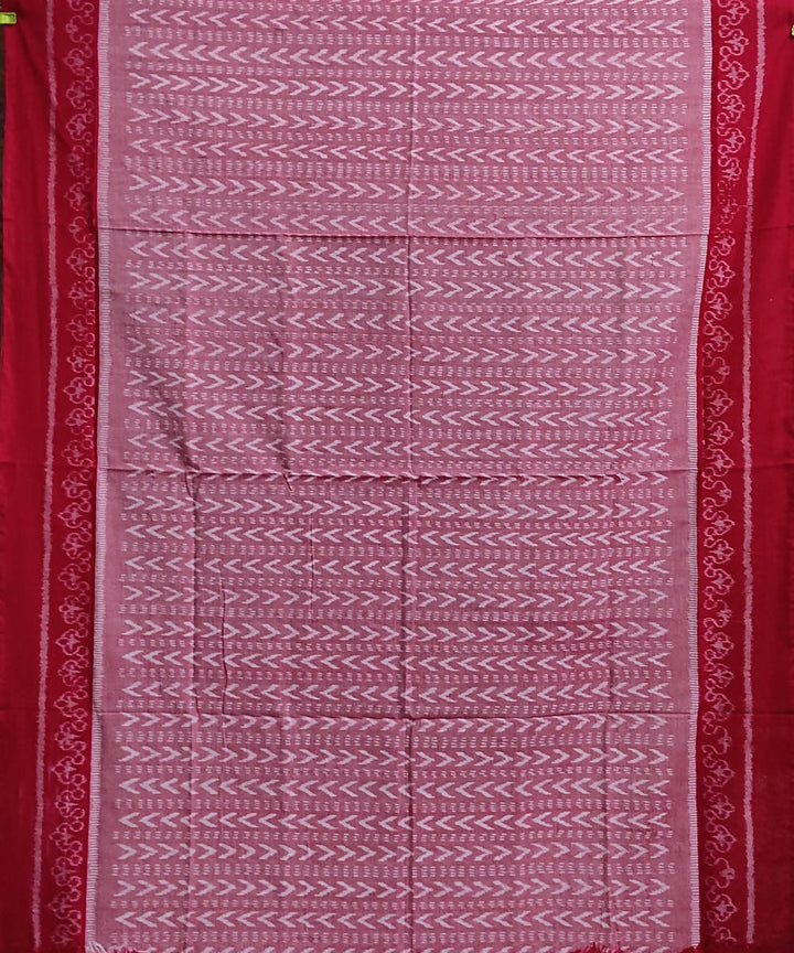 Pink red cotton handwoven sambalpuri saree
