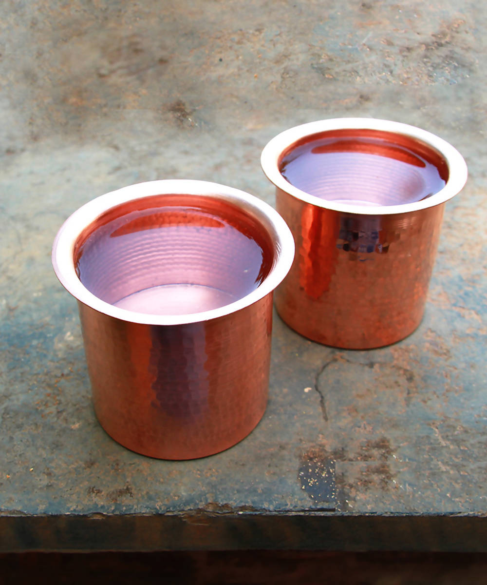 Handmade copper linear tumbler (set of 2)