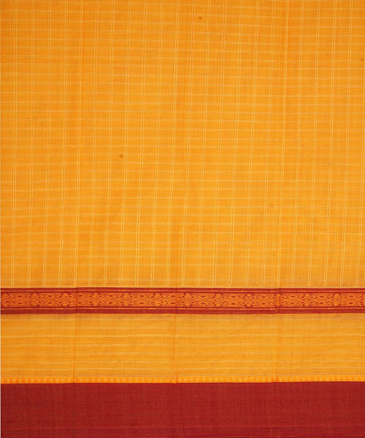 Yellow checks cotton handwoven narayanapet saree
