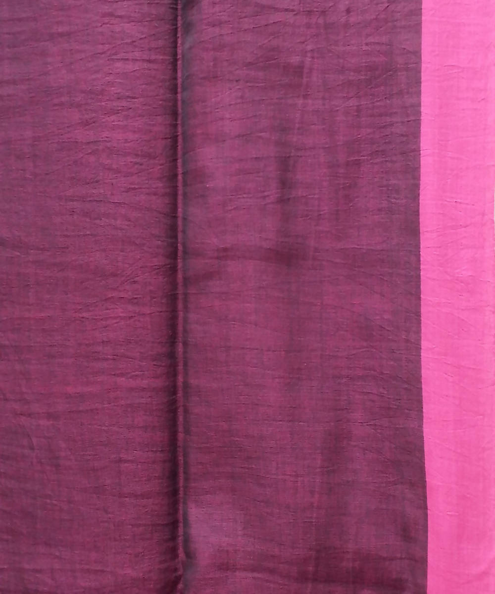 Bengal handspun handwoven cotton black and pink saree