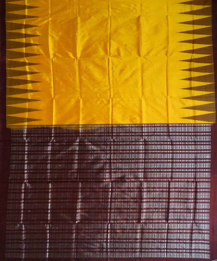 Yellow Bomkai silk Handwoven Saree