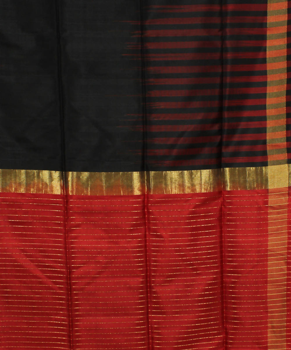 Black Red Karnataka Handloom Silk Saree