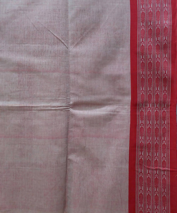 Bengal handspun handwoven cotton beige and red saree