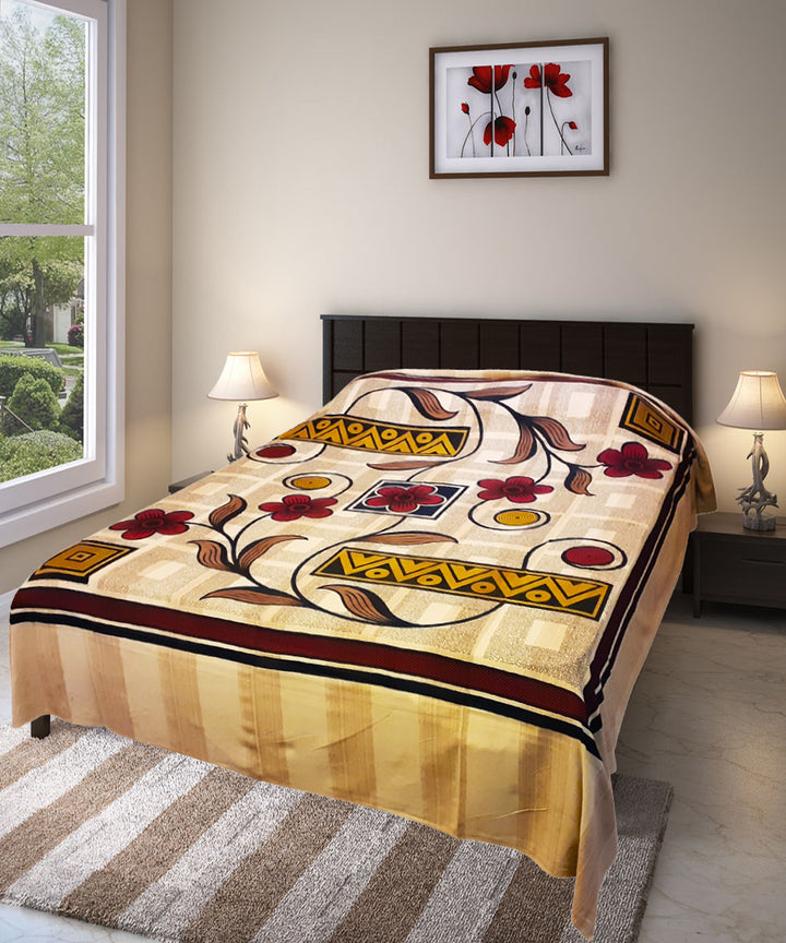 Multicolor hand painted cotton bed cover