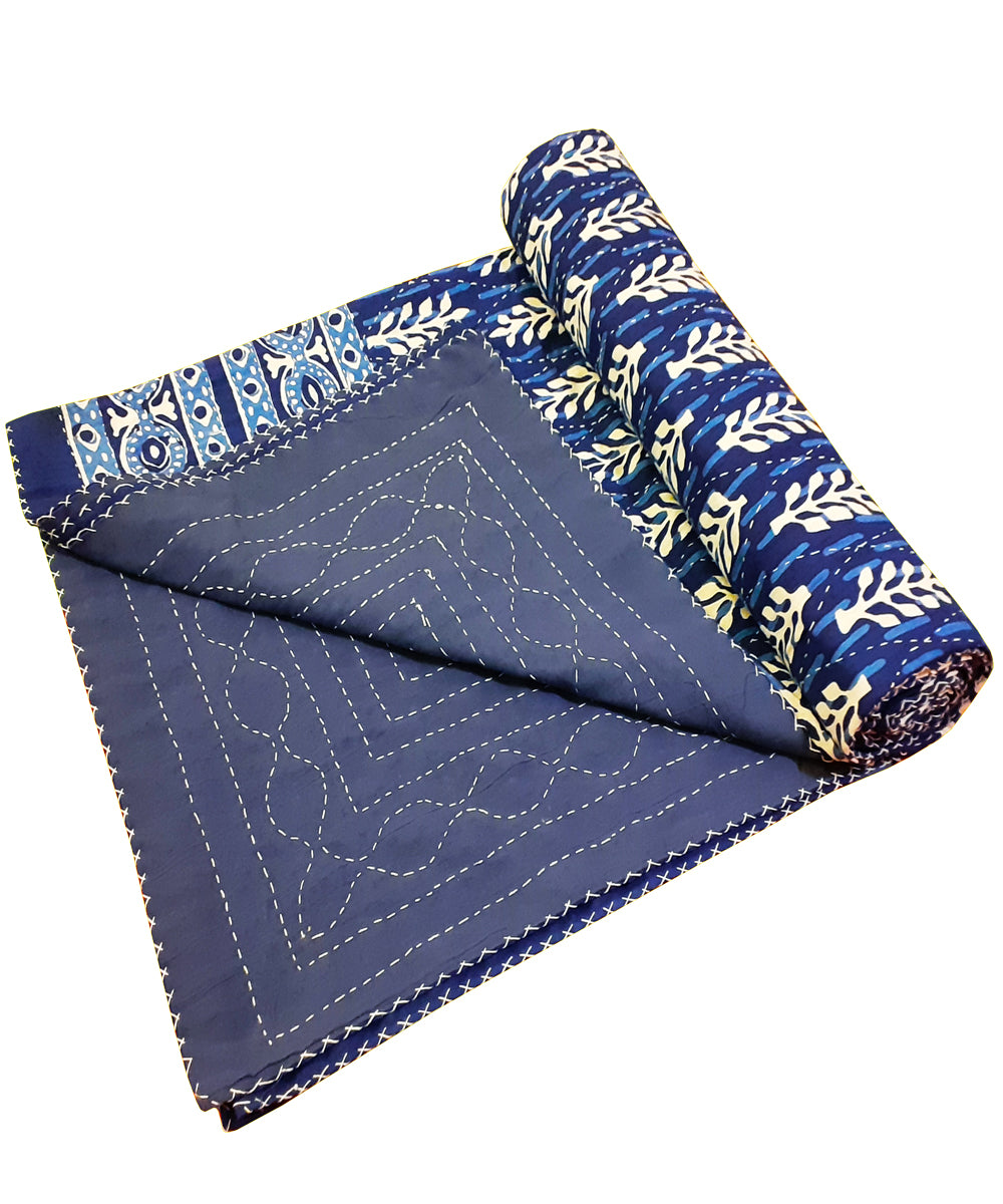 Kantha double layered cotton bed cover
