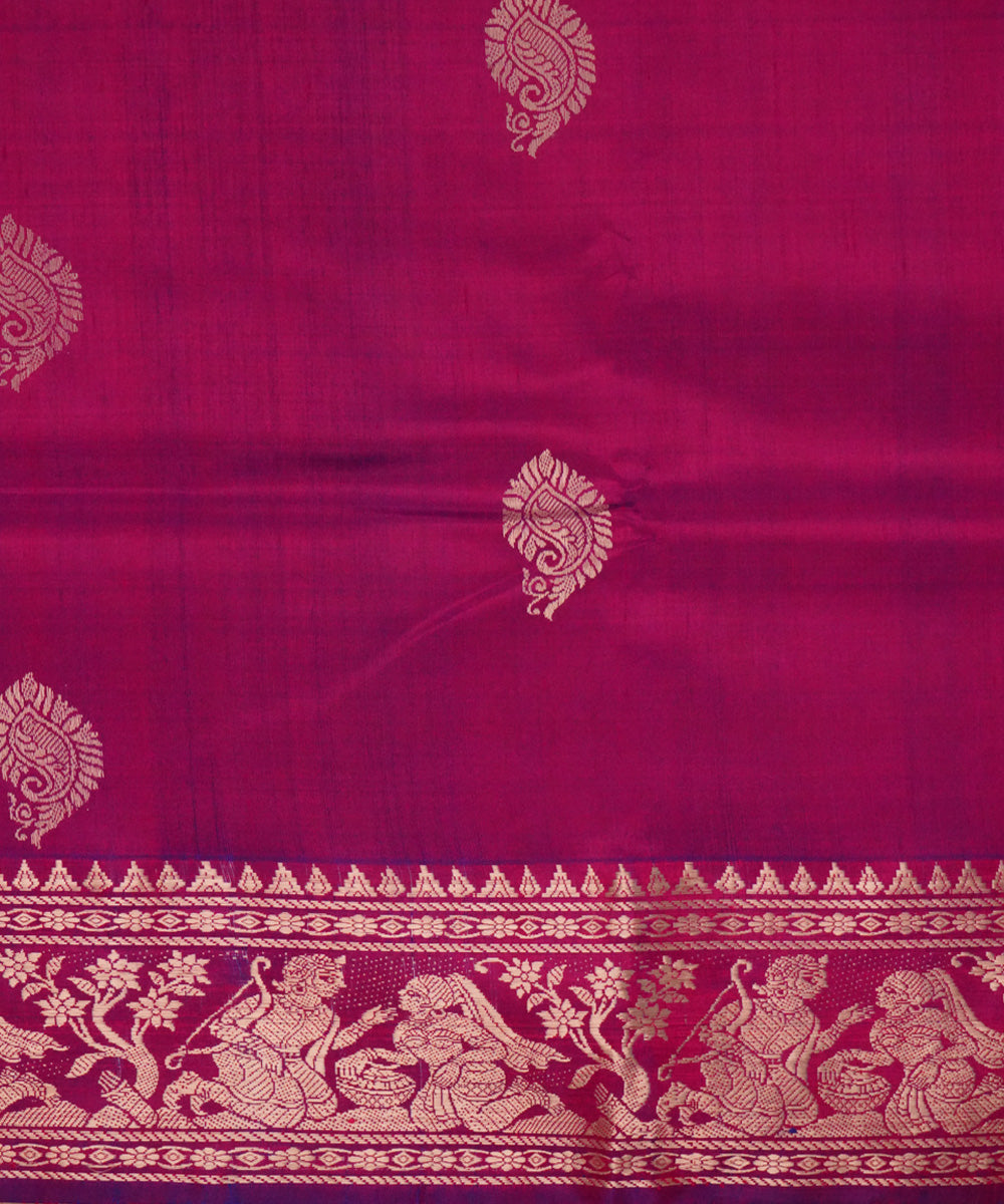 Purple magenta handwoven silk baluchari saree