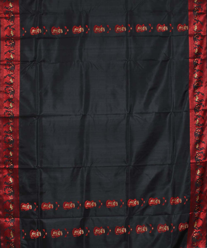 Black red handloom silk baluchari saree