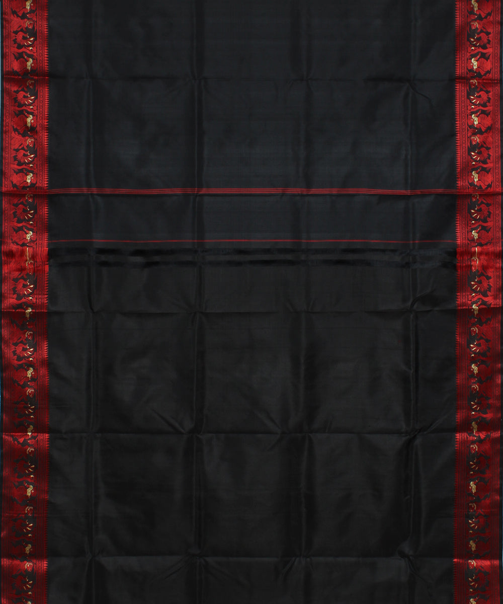 Black red handloom silk baluchari saree