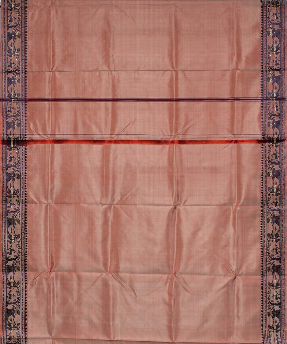 Pale orange handloom silk baluchari saree