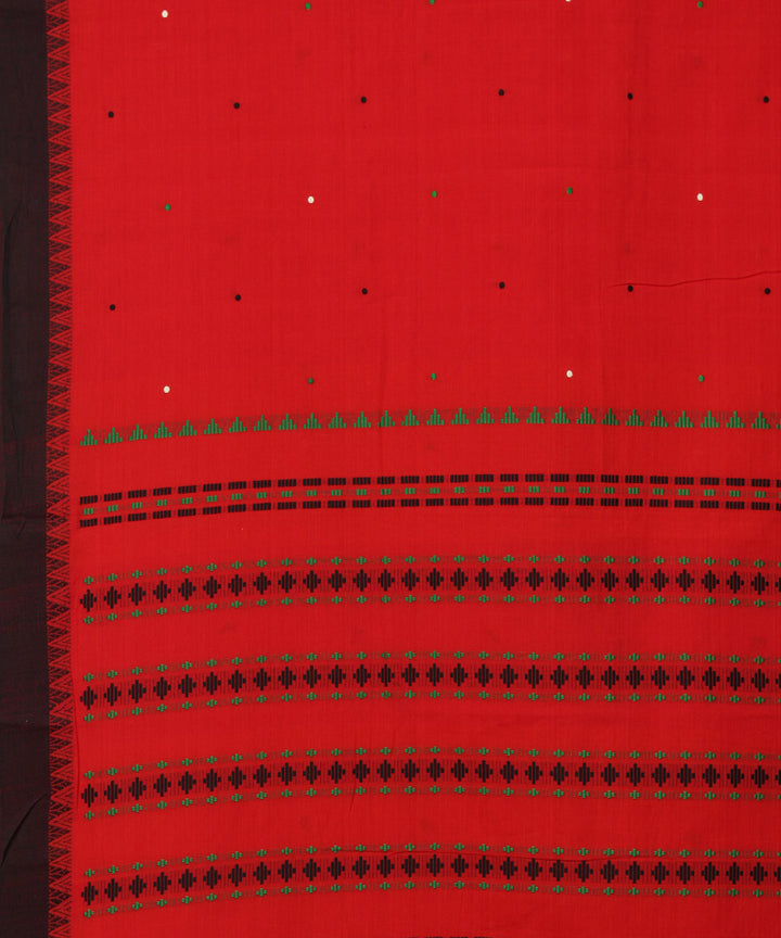 Red handwoven cotton begumpuri saree
