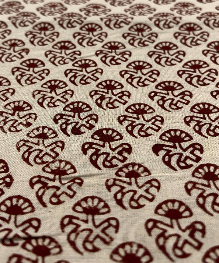 Maroon hand printed cotton bagru kurta material (2.5m per qty)
