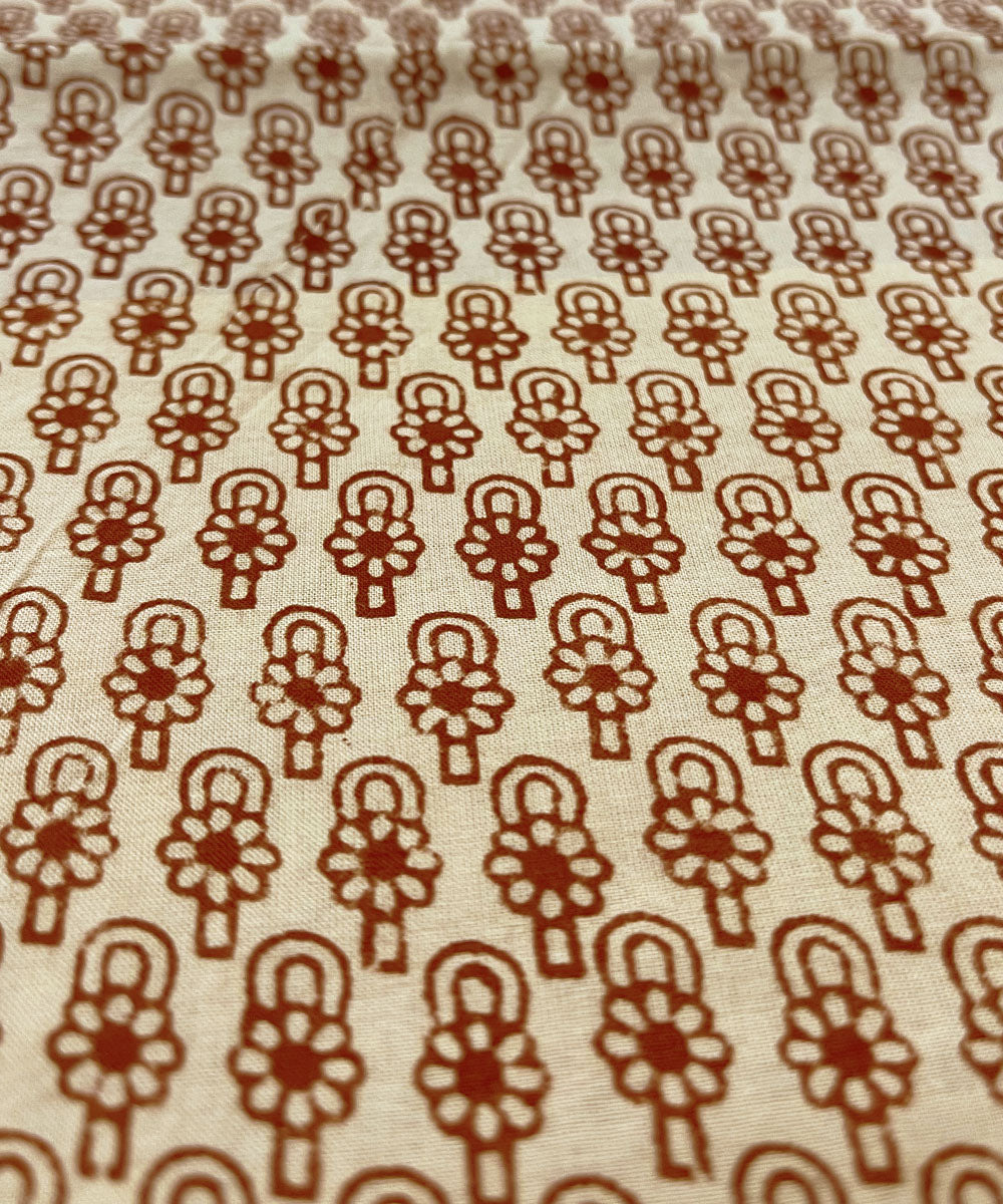 Rust hand printed cotton bagru kurta material (2.5m per qty)