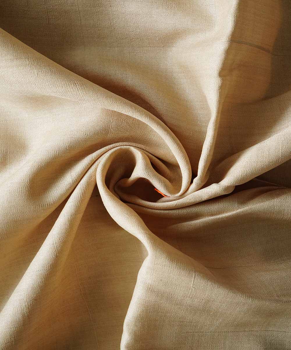 Beige handspun handwoven tussar silk fabric