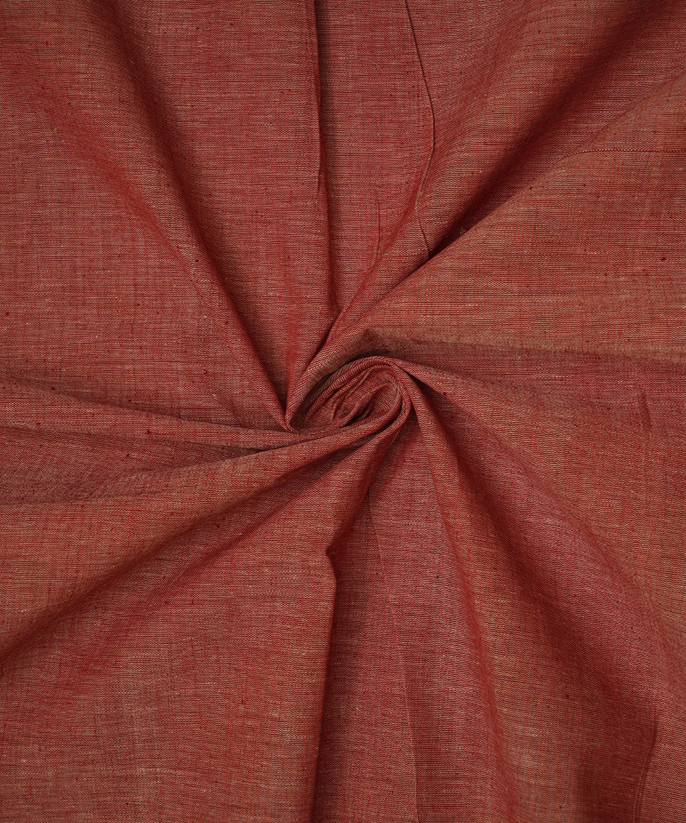 Red off white handspun handwoven natural dye cotton fabric
