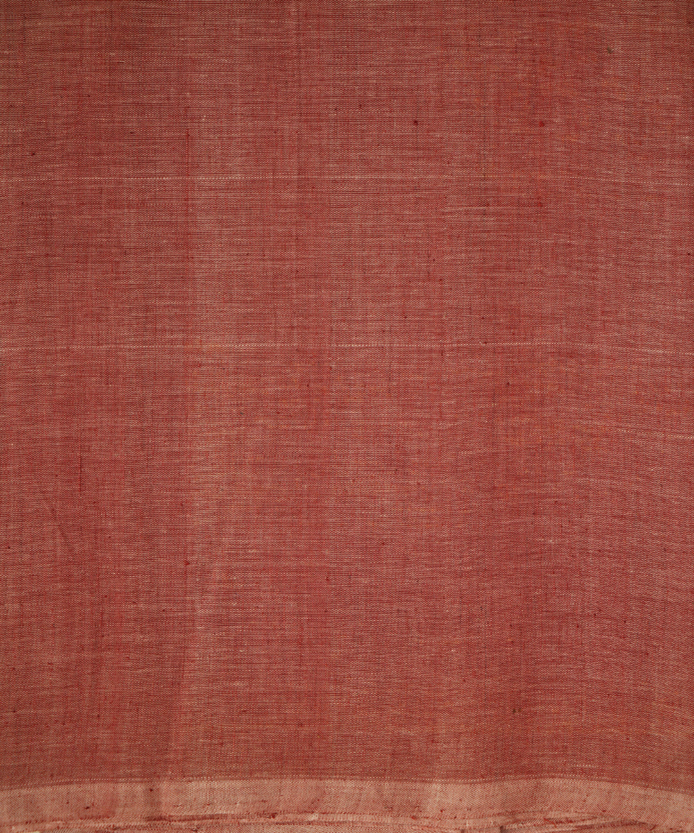 Red off white handspun handwoven natural dye cotton fabric