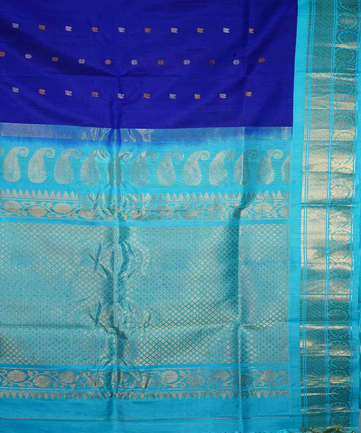 Royal blue handwoven gadwal silk saree