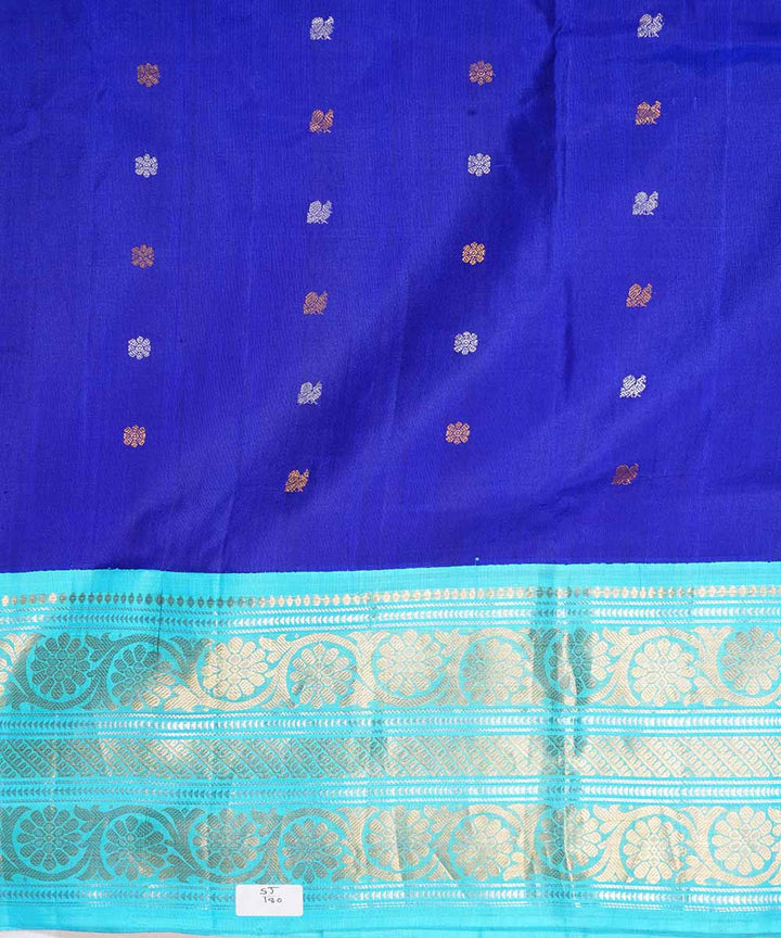 Royal blue handwoven gadwal silk saree