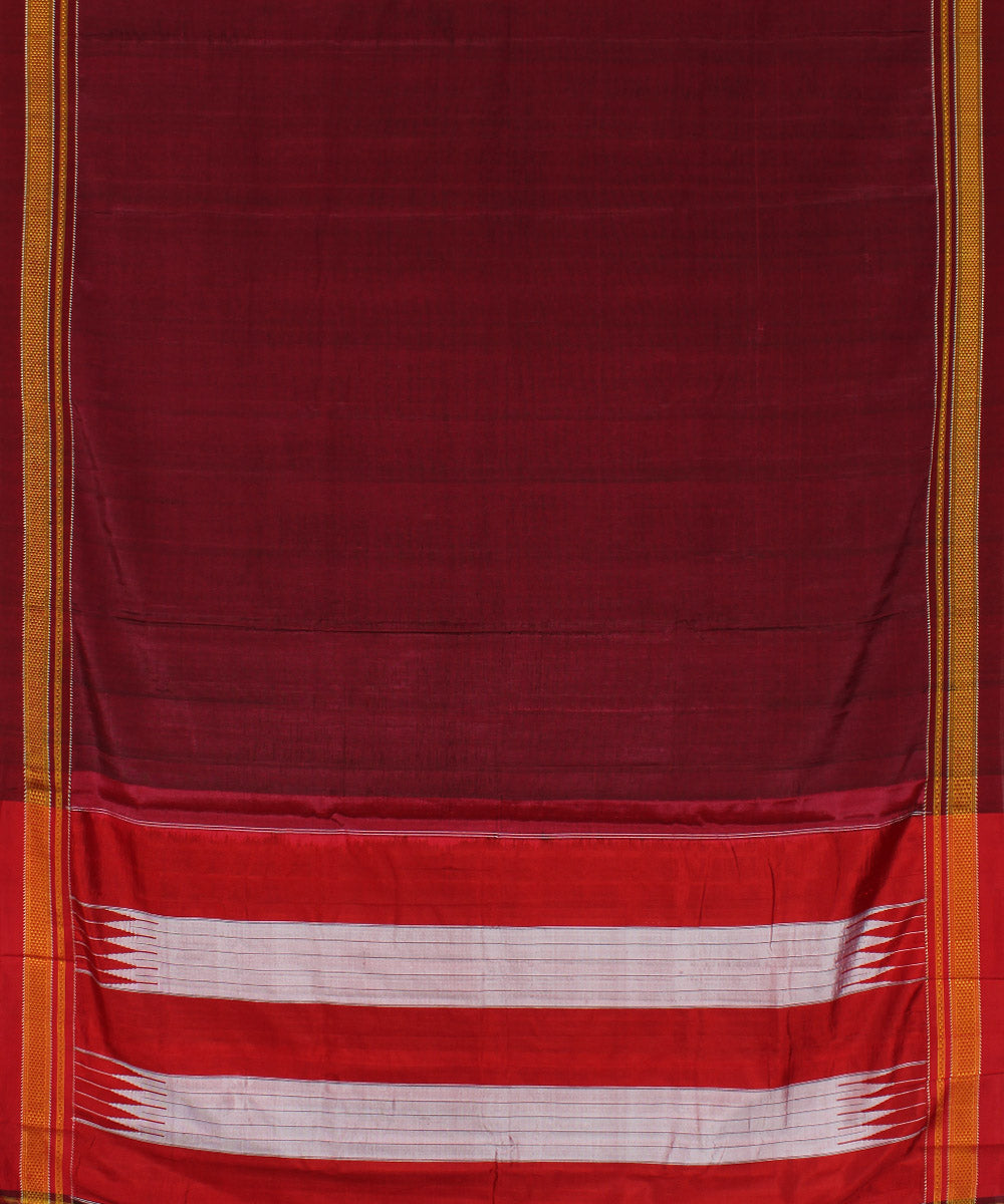 Mauve red hand woven cotton art silk chikki paras border ilkal saree