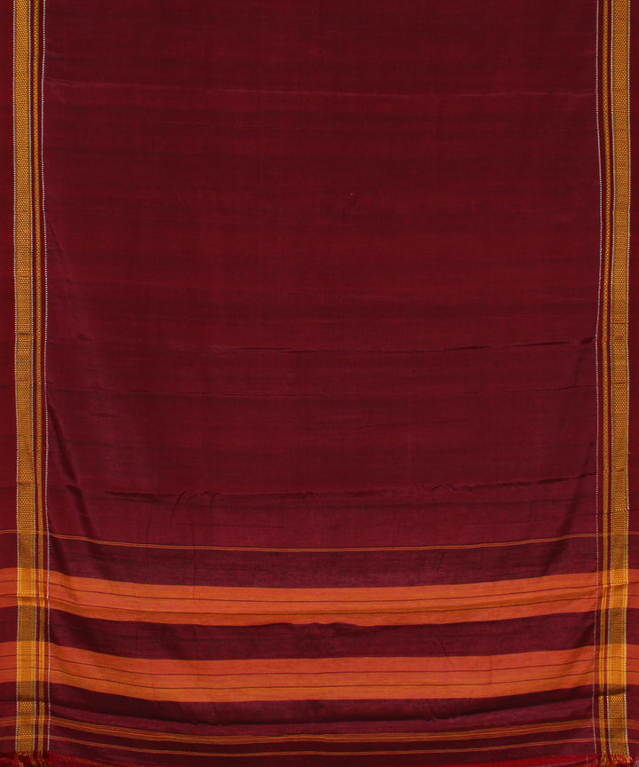 Mauve red hand woven cotton art silk chikki paras border ilkal saree