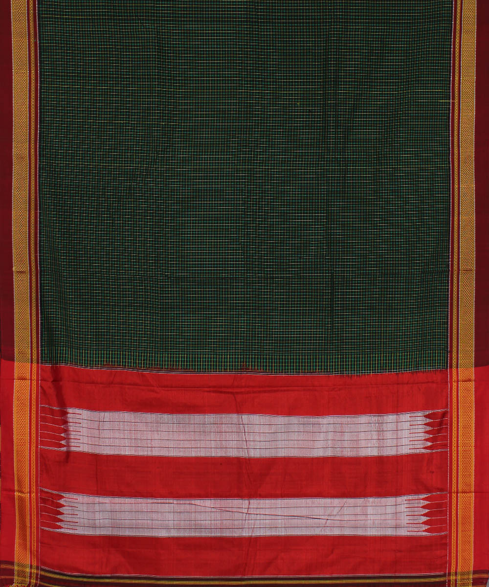 Black green handloom cotton art silk chikki paras border ilkal saree