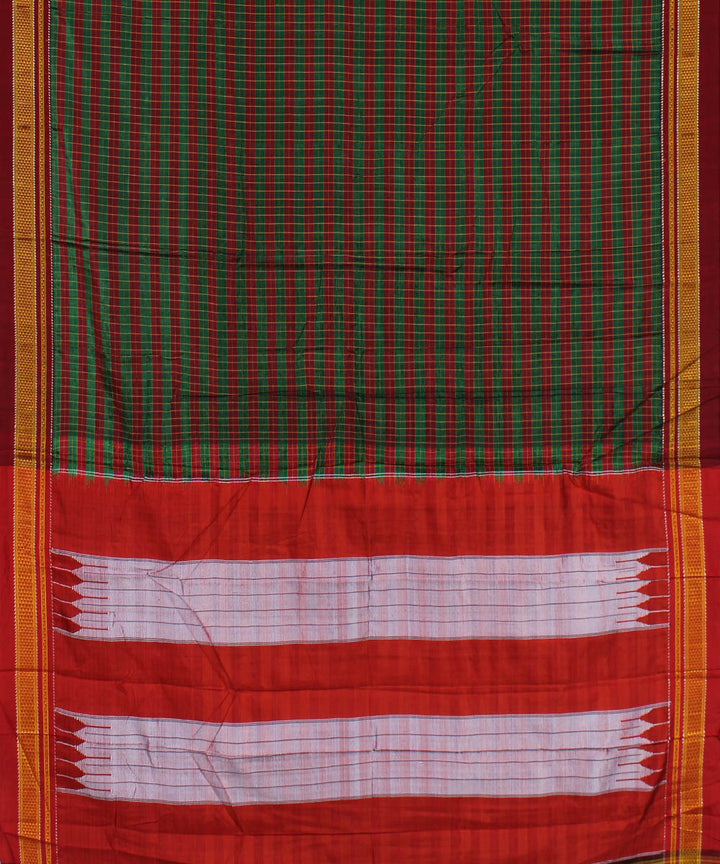 Maroon green handloom cotton art silk chikki paras border ilkal saree