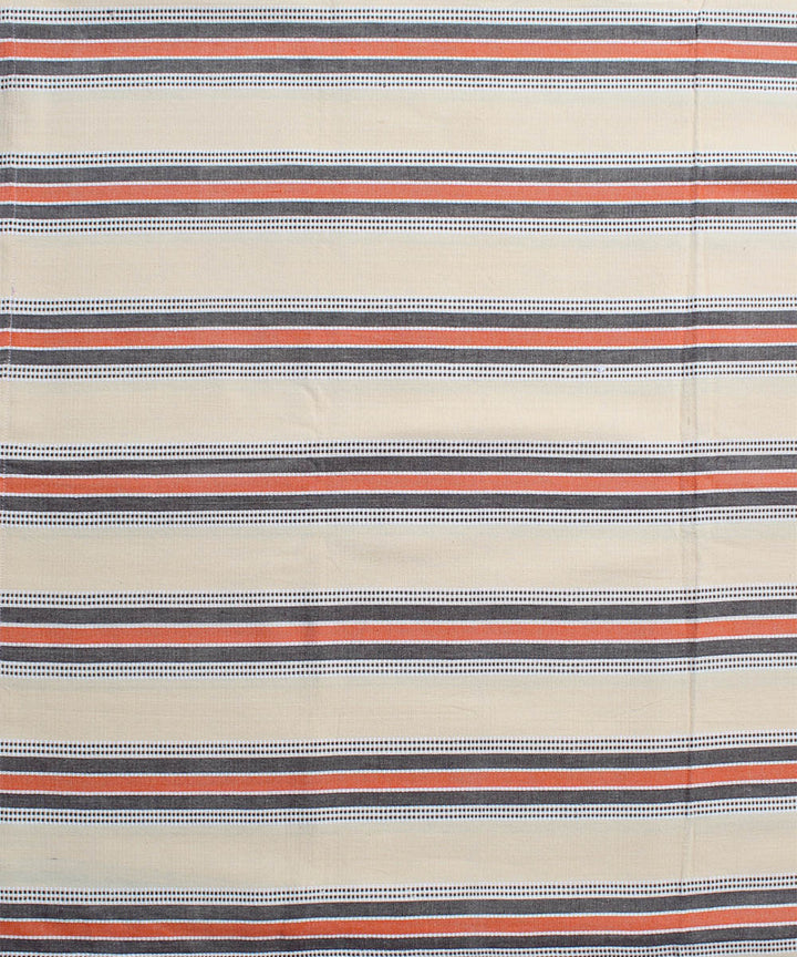 Orange and white stripe cotton handwoven double bed sheet