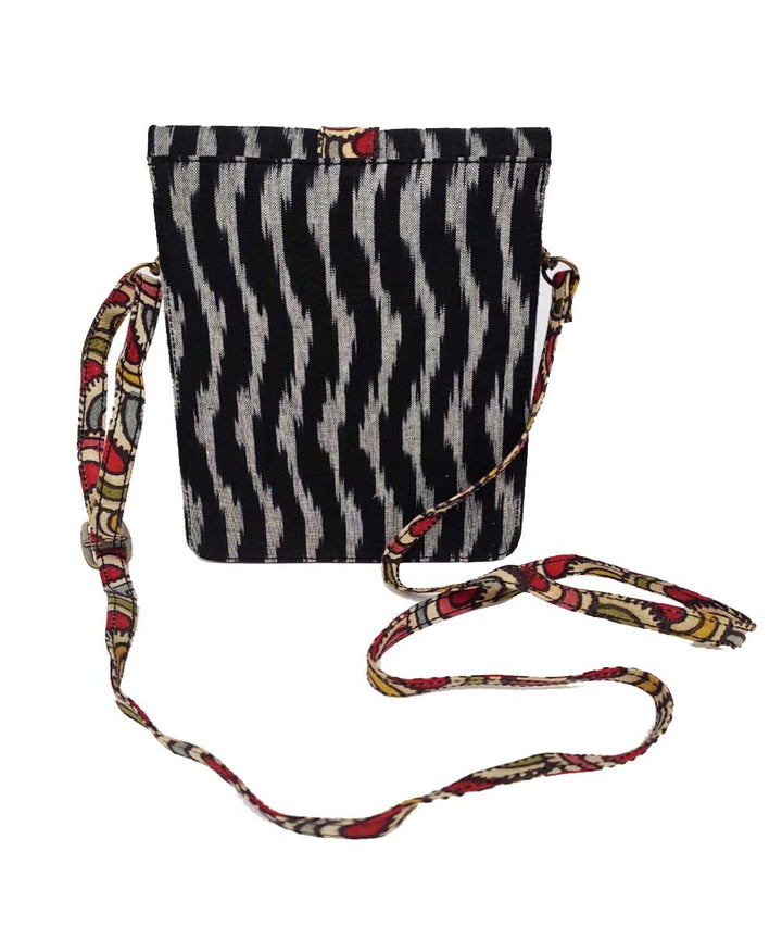 Black handcrafted ikat kalamkari cotton sling bag