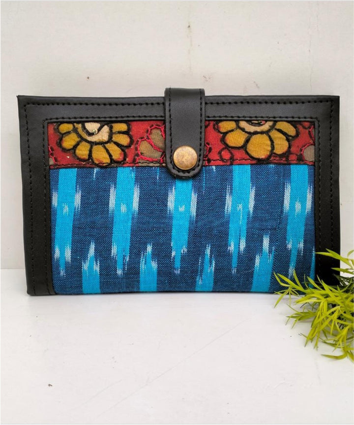 Sky blue ikkat cotton kalamkari handcrafted wallet