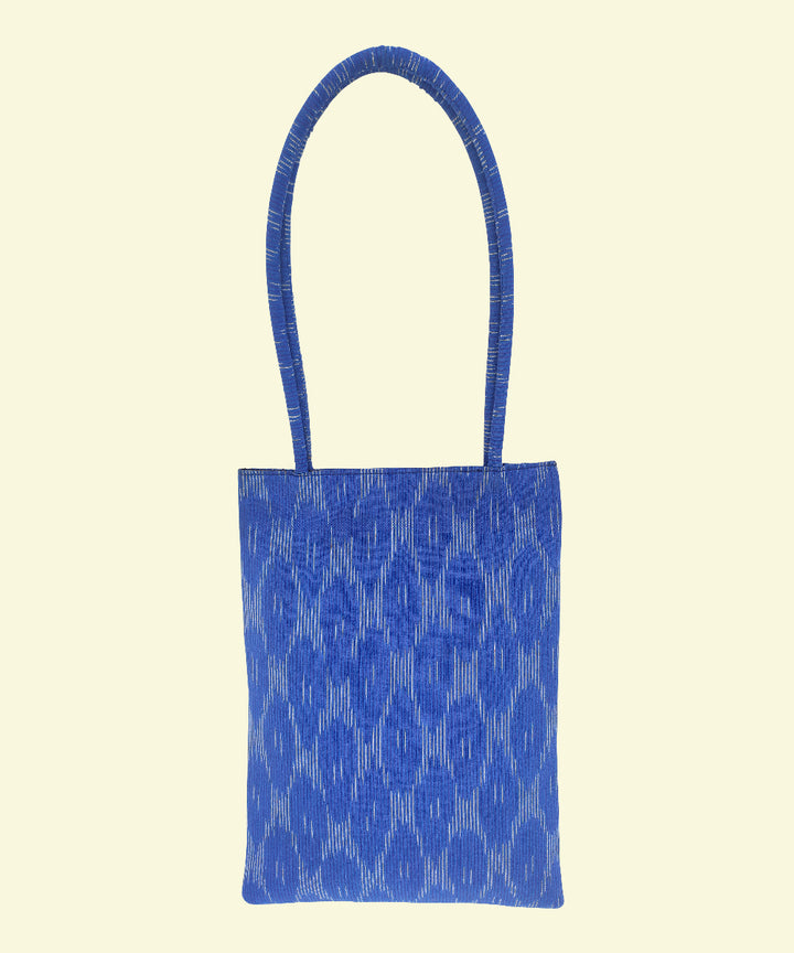 Blue handcrafted kalamkari ikat cotton tote bag