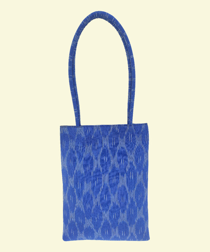 Blue hand crafted kalamkari ikat cotton tote bag