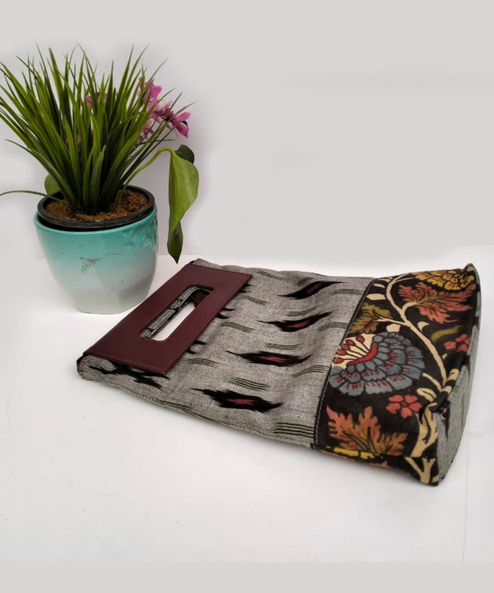 Grey ikkat cotton kalamkari handcrafted sling bag