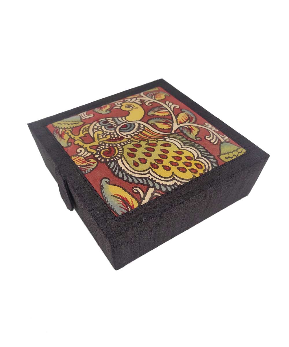 Black craft board base with ghicha silk cotton kalamkari jewellery box