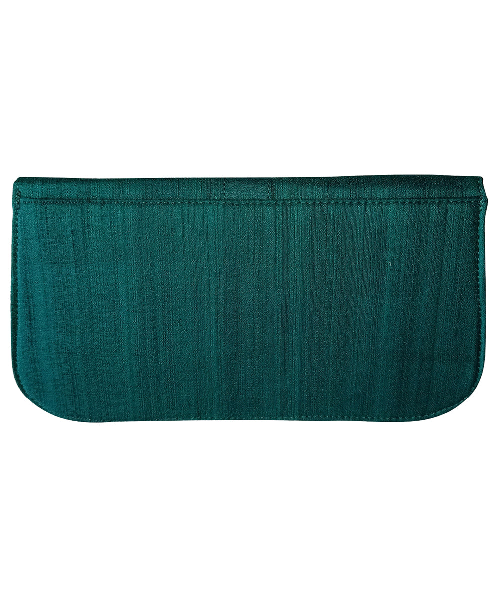 Green with multicolor hand painted ghicha silk cotton kalamkari sling