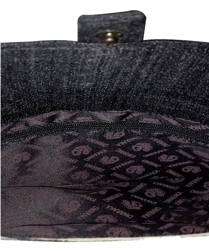 Black with multicolor hand painted ghicha silk cotton kalamkari sling