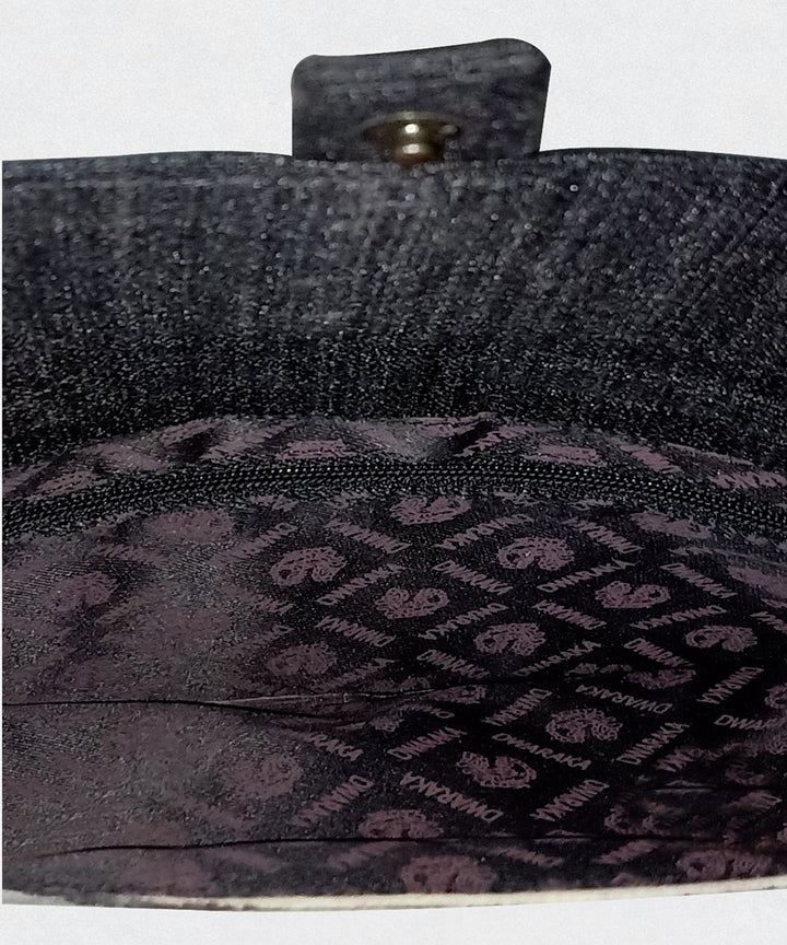 Black with multicolour hand painted ghicha silk cotton kalamkari sling