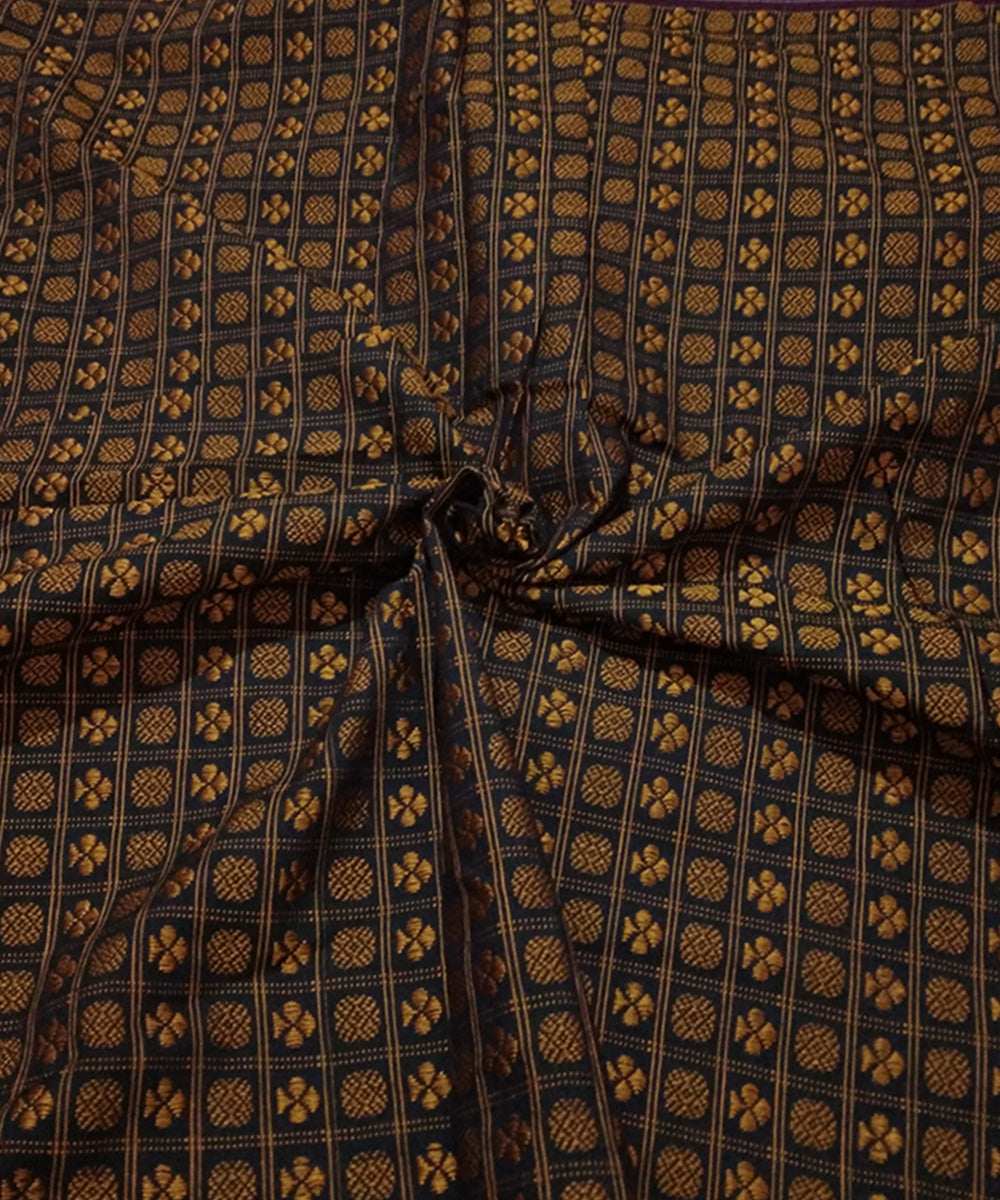 Mustard yellow cotton art silk kuppasa khun fabric