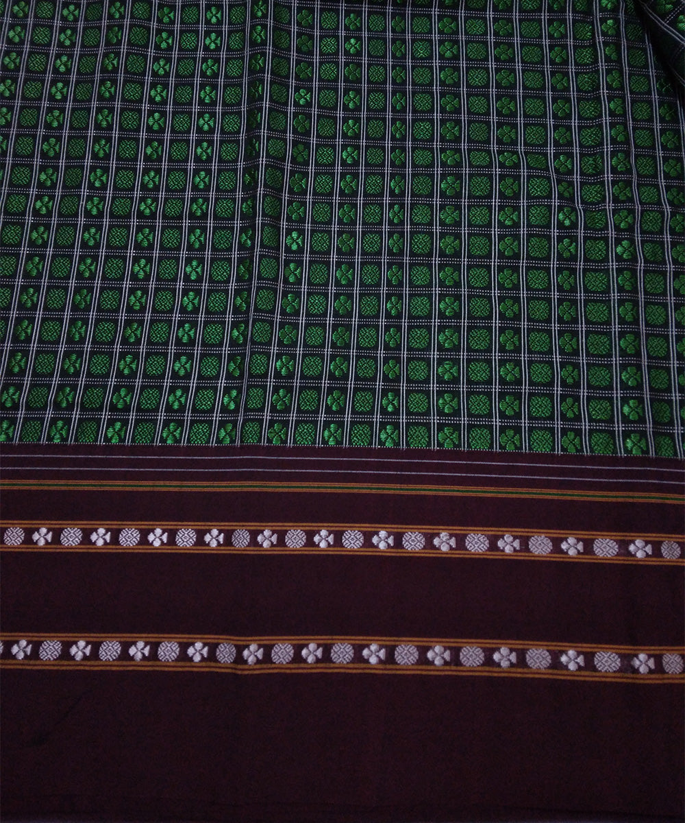 Green cotton art silk kuppasa khun fabric