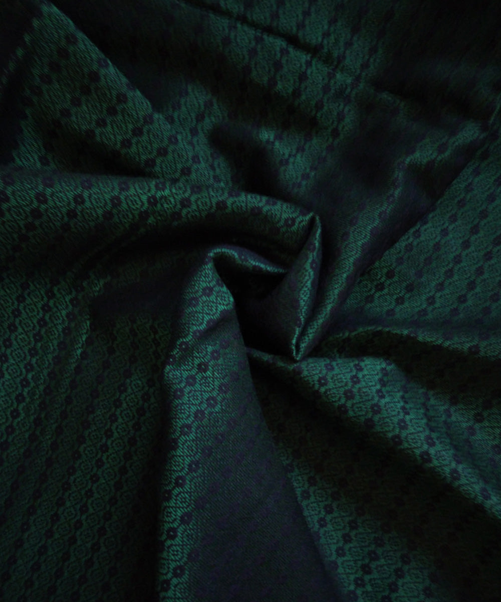 Green handwoven cotton khana blouse fabric
