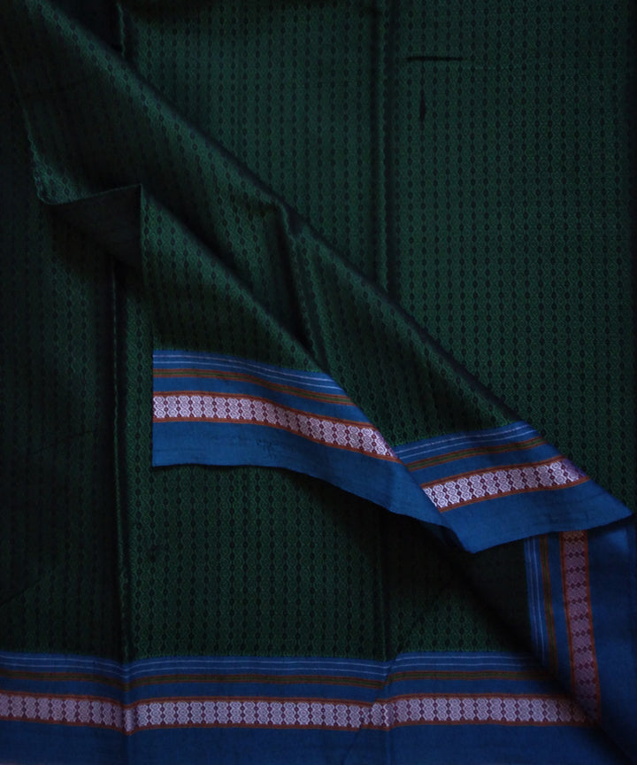 Green handwoven cotton khana blouse fabric