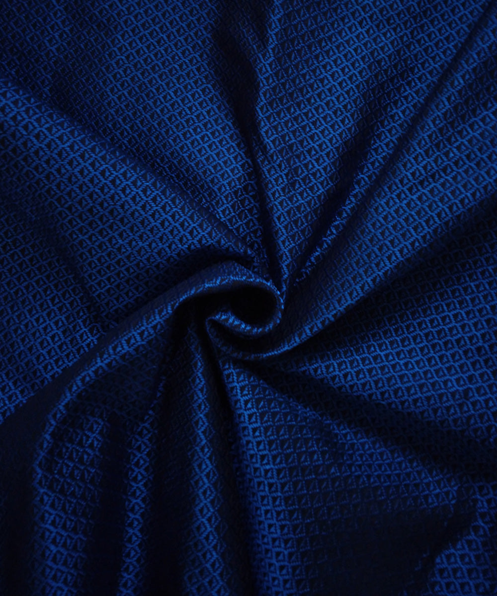 Blue handwoven cotton art silk khana blouse fabric