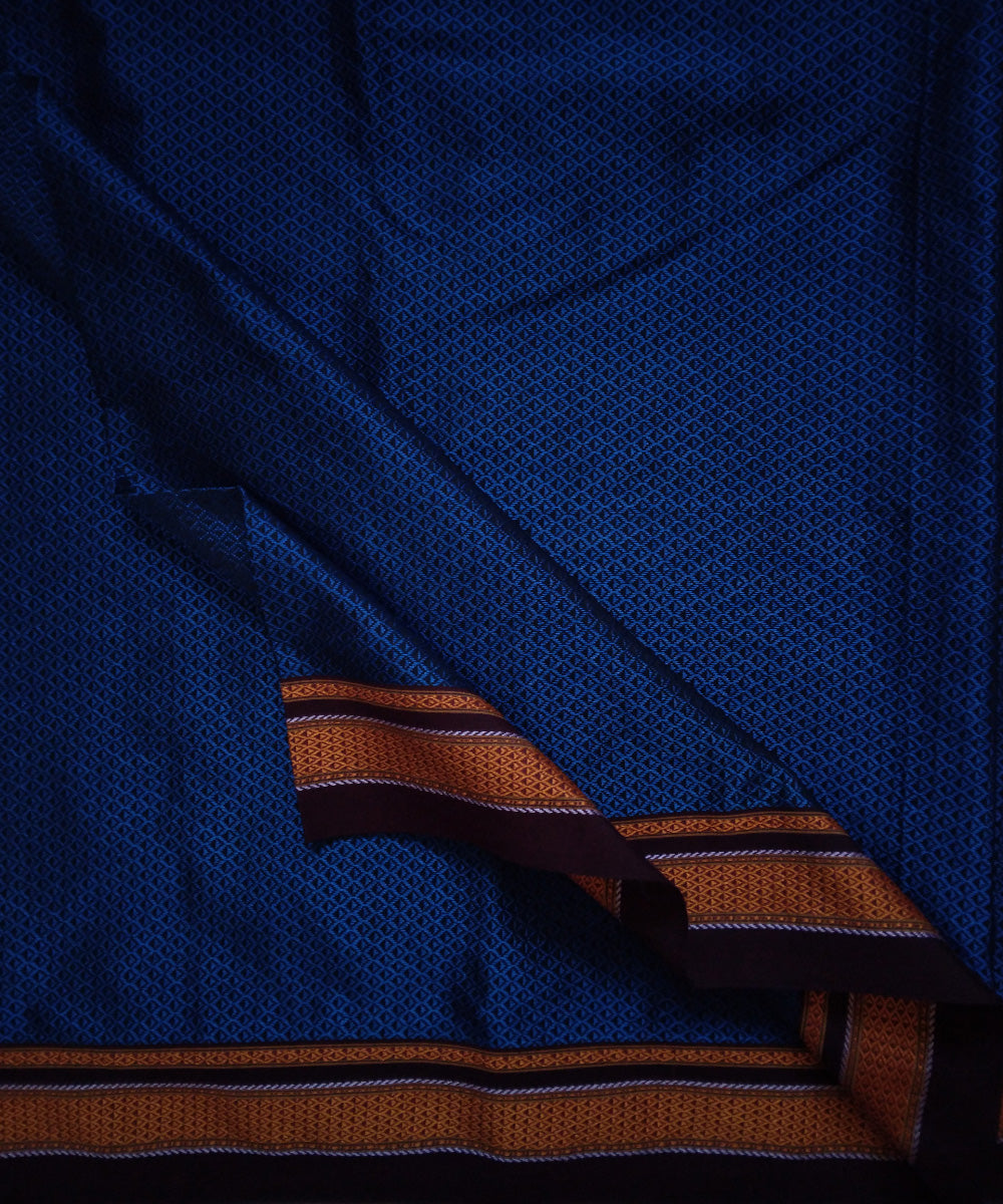 Blue handwoven cotton art silk khana blouse fabric