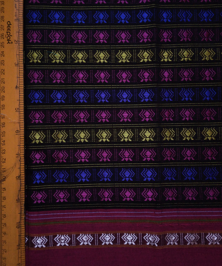 Multi color handwoven cotton art silk khana blouse fabric