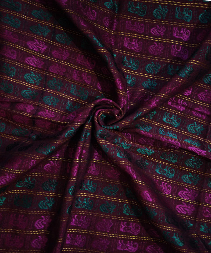 Pink green hand woven cotton art silk khana blouse fabric