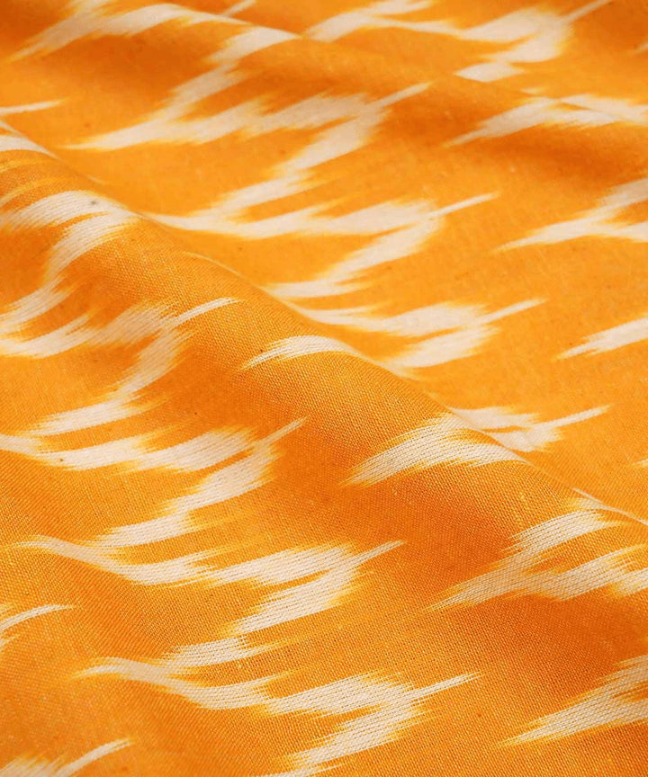 Amber yellow handwoven cotton ikat pochampally fabric