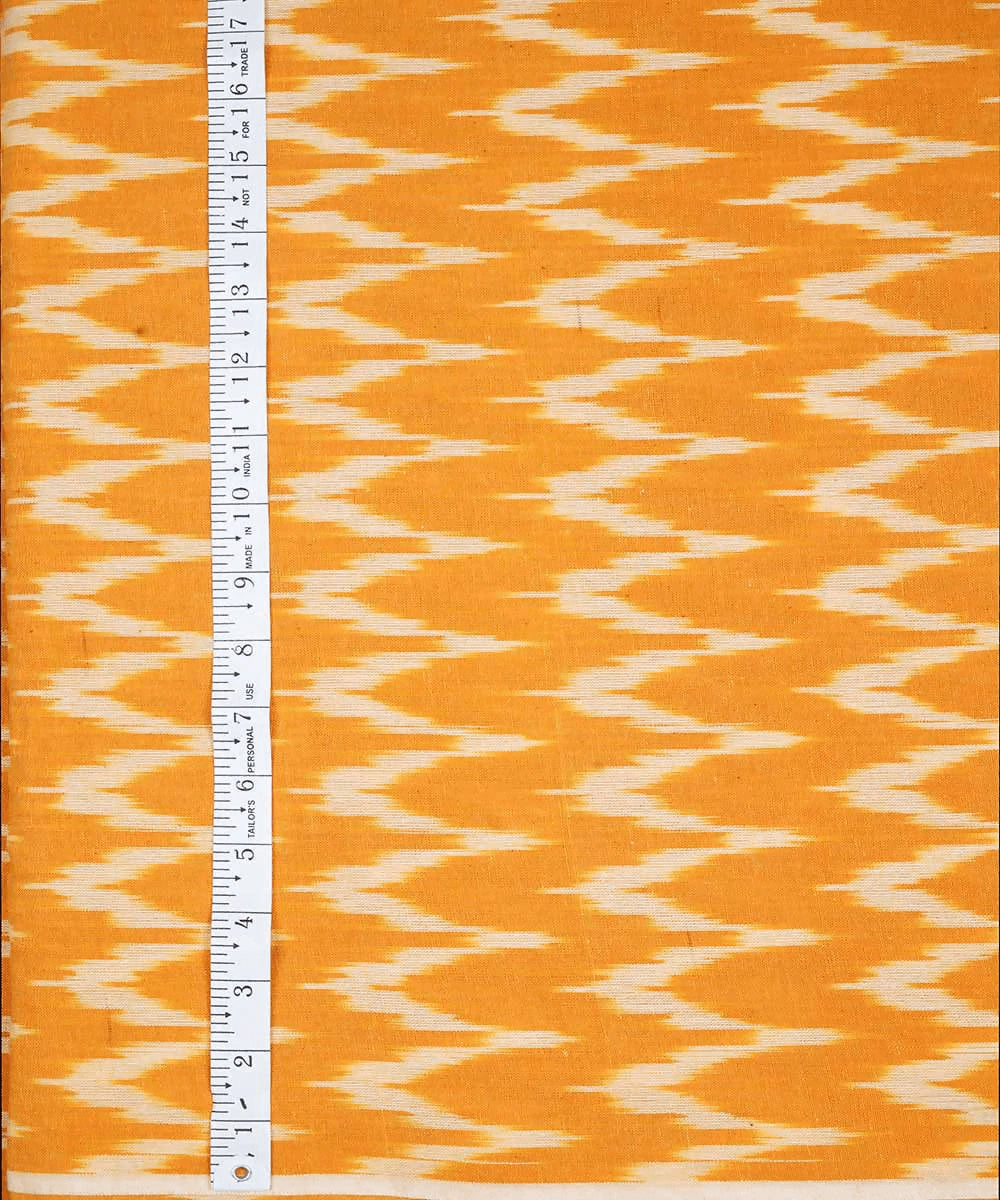 Amber yellow handwoven cotton ikat pochampally fabric