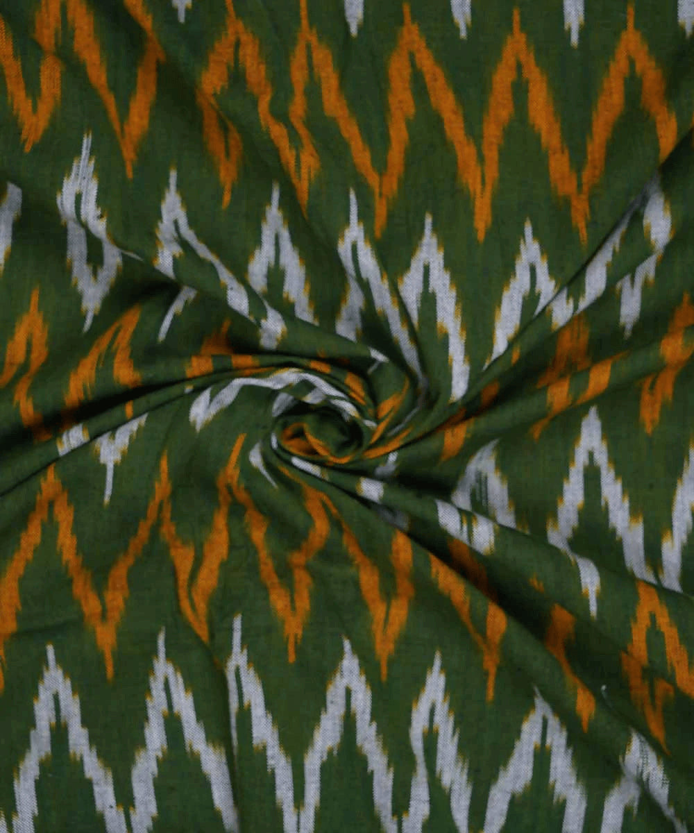 2.5m Moss green handwoven cotton ikat pochampally kurta material