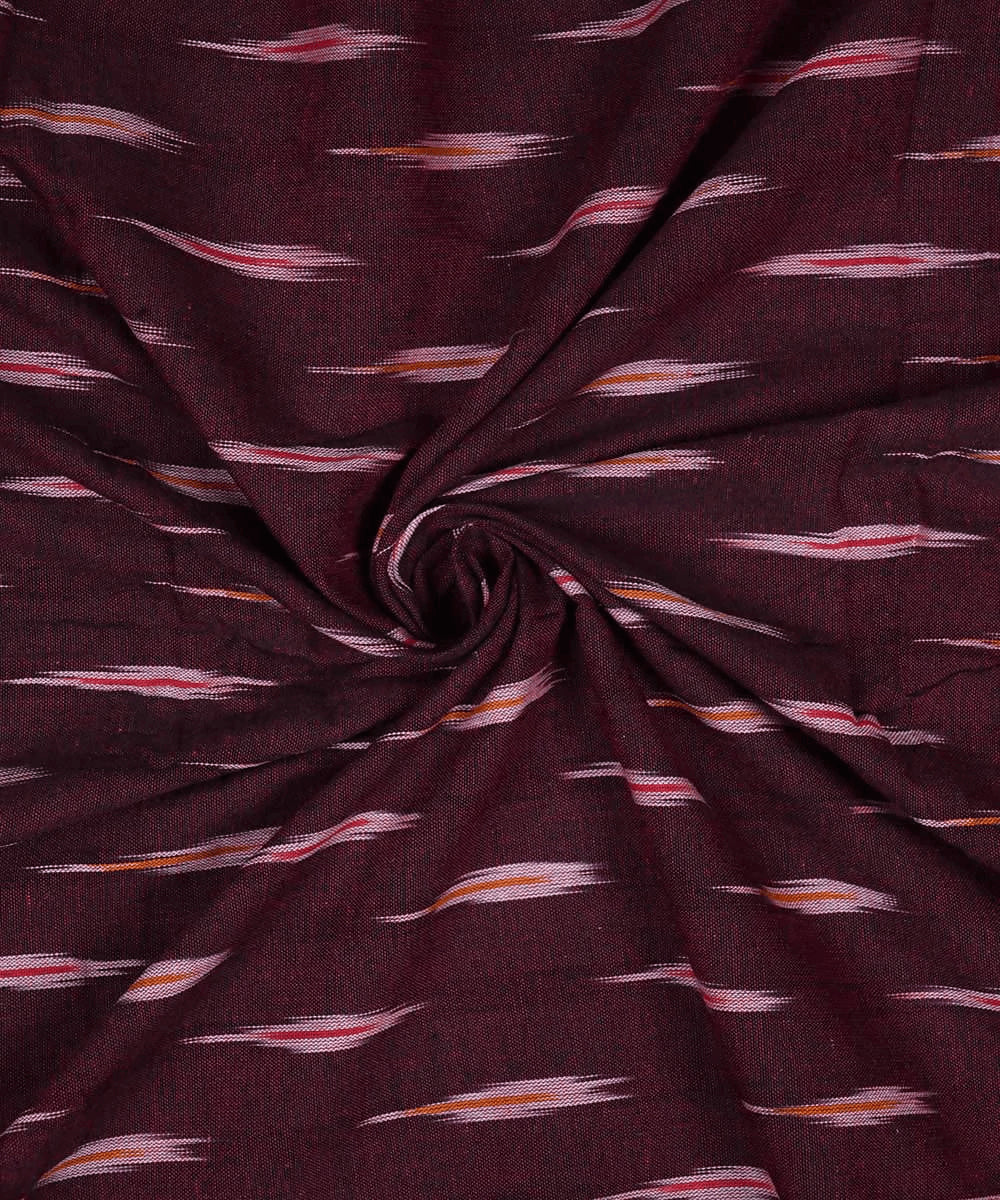 2.5m Dark maroon handwoven cotton ikat pochampally kurta material