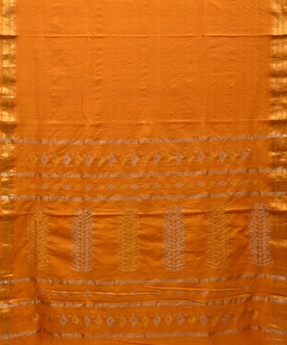 Yellow orange cotton handloom uppada saree